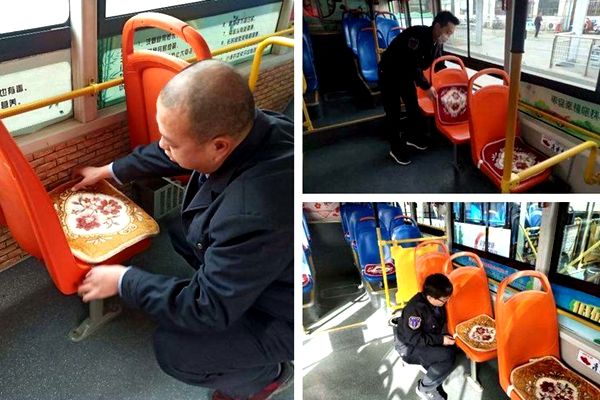 身暖心更暖！邯鄲公交車(chē)長(cháng)們?yōu)檐?chē)輛加裝愛(ài)心坐墊